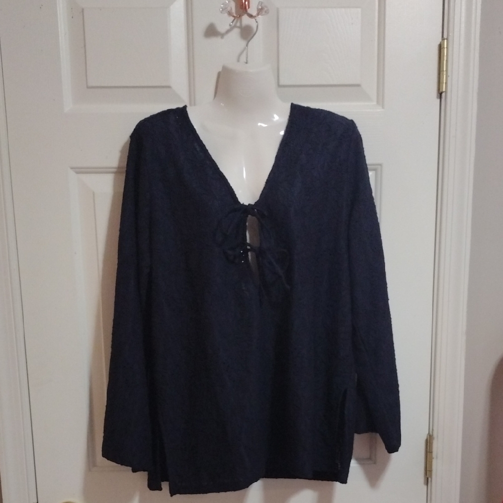 Michael Kors Elegant Navy Blue Women's Blouse Women's Large 🆕